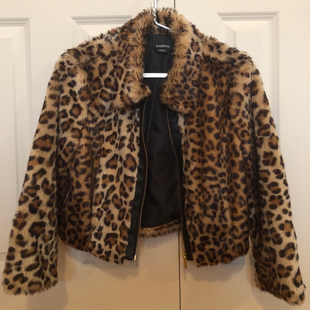 BEBE Faux Fur Leopard Jacket